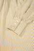 Brown Stripe Collared Neck Cuffed Long Sleeve Drop Waist Mini Dress